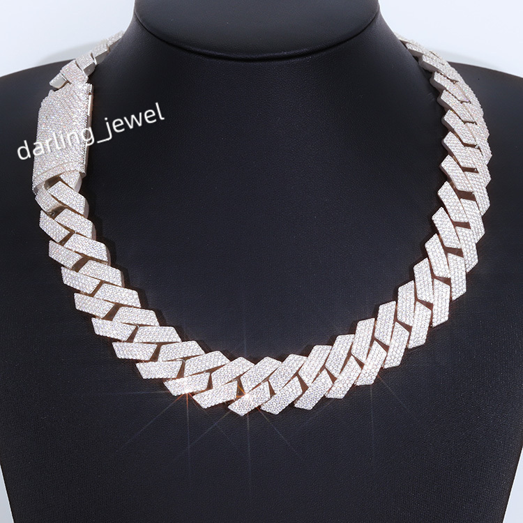 RTS Heavy Weight 4rows 20mm Width Moissanite Chain Men Diamond Necklace S925 Silver Cuban Link Chains Jewelry