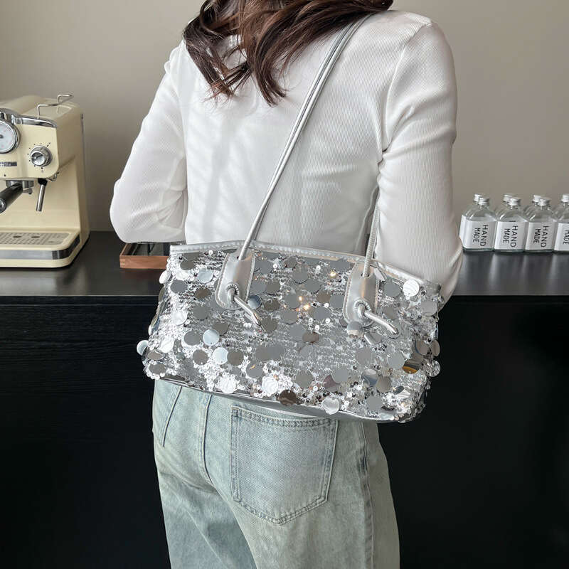Minority sequin for women 2025 new spring versatile handbag, single shoulder crossbody bag, armpit bag