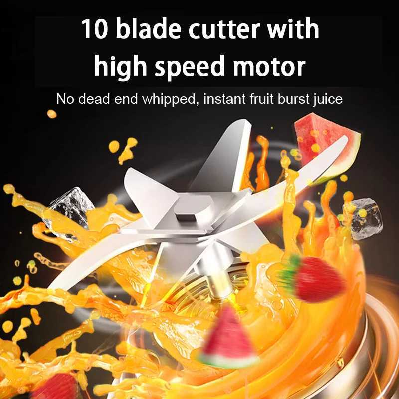 340ml Juicer Household Small Portable Fruit Juice Cup Rechargeable Lcd Display Electric Juicer 14 Blades Outdoor Travel C251113