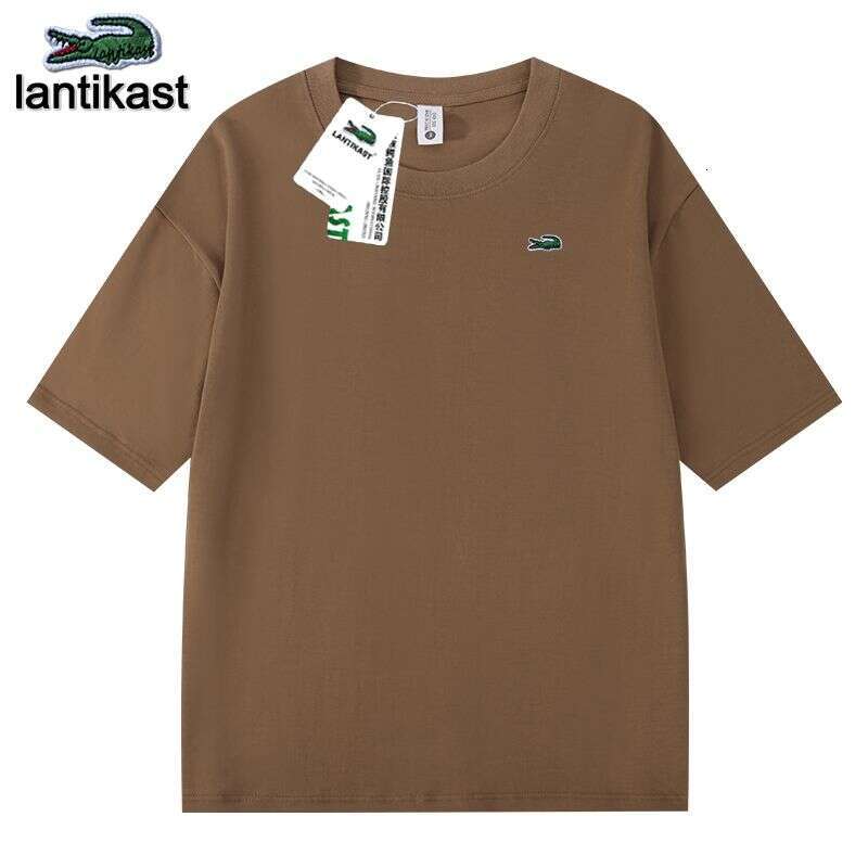 Noble Crocodile Official Flagship Store Genuine 300G Heavy designer handbag Cotton T-Shirt Trendy Round Neck Short Sleeve Versatile Top