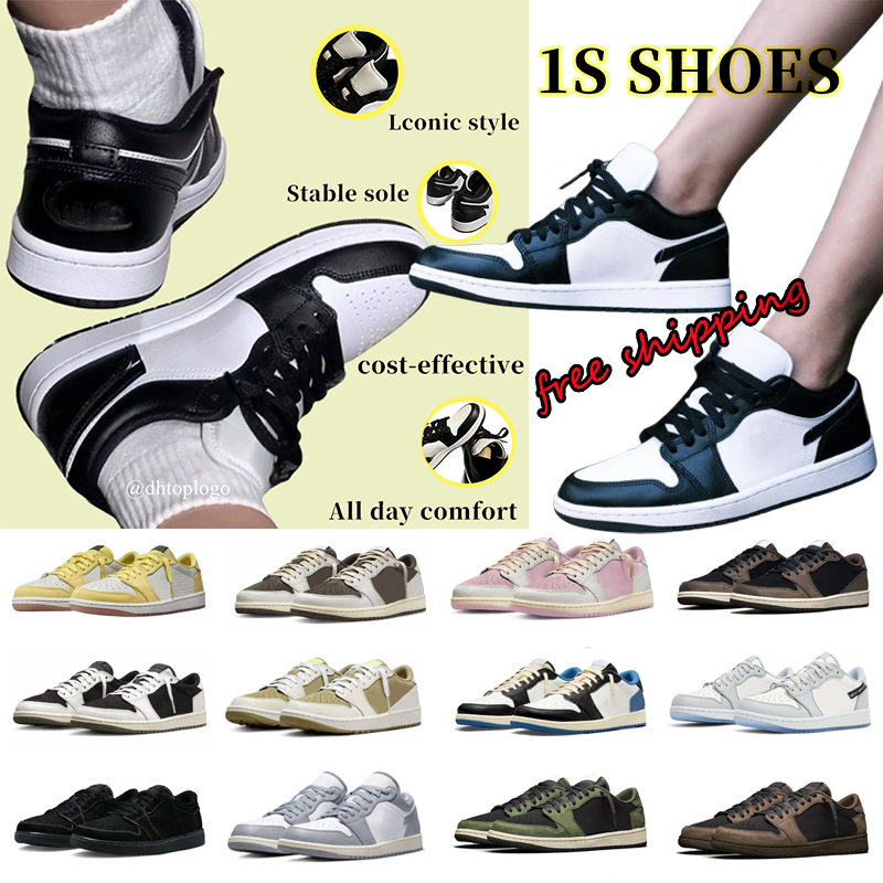 Designer 1 basketball shoes one 1 low Reverse Mocha Black White Gum Orange Lobster Cherry Valentines Day Grey Fog Green Mens shoes Womens Casual Sneakers Trainers