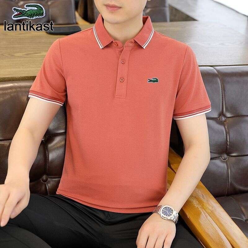 Noble Crocodile Polo designer handbag Shirt Men's Summer Short Sleeve Cotton T-Shirt Turn-down Collar Business High-end Loose Fit Trendy Tee