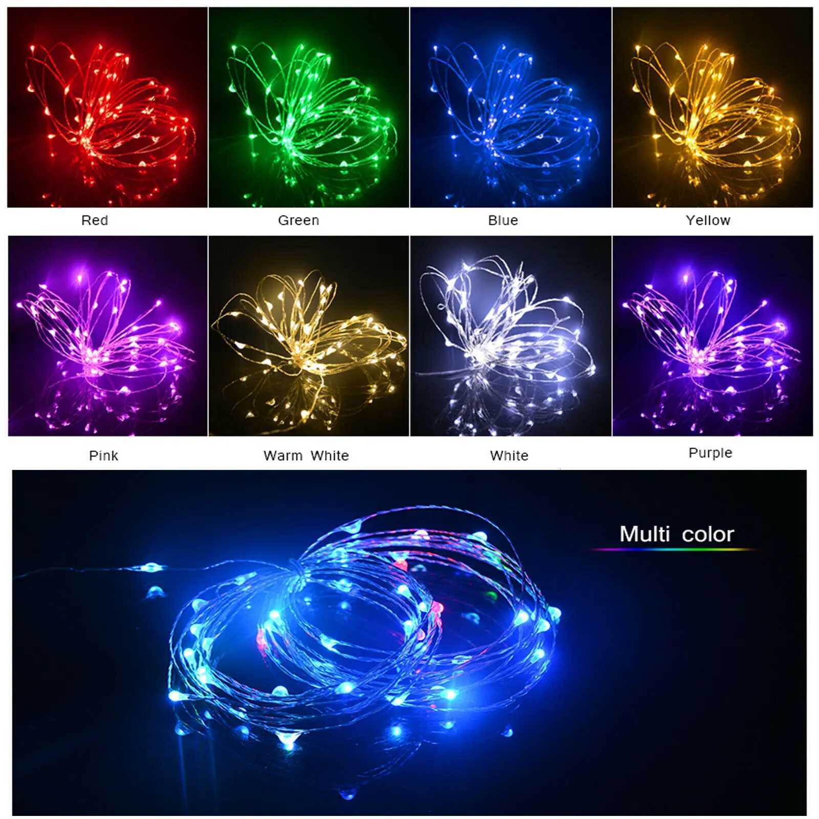 1m - 10m LED String Light 9 Colors Fairy Lights 10-100LEDs Copper Wire Battery Powered for Wedding Xmas Party Decor Holiday Lamp M251113
