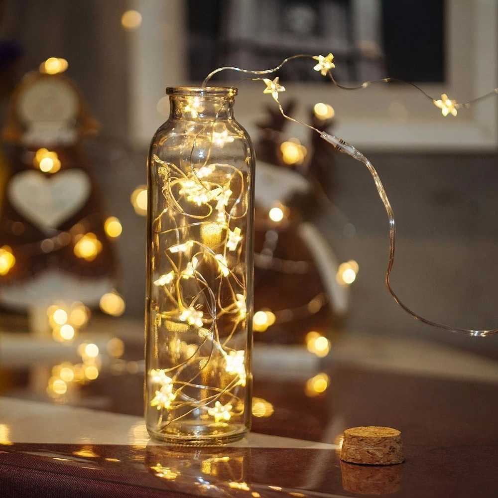 5meter STARS Fairy Lights for Bedroom String Battery Powered Adapter Christmas Lights Garland Wedding Party Decoration Holiday M251113