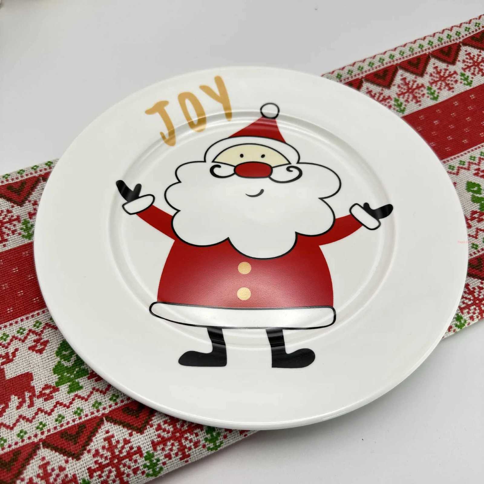 Christmas Creative Christmas Dinner Plate Set for Breakfast Cake Snack Food Table Decorations Kitchen Utensil Gift Natal 10 inch Y251113