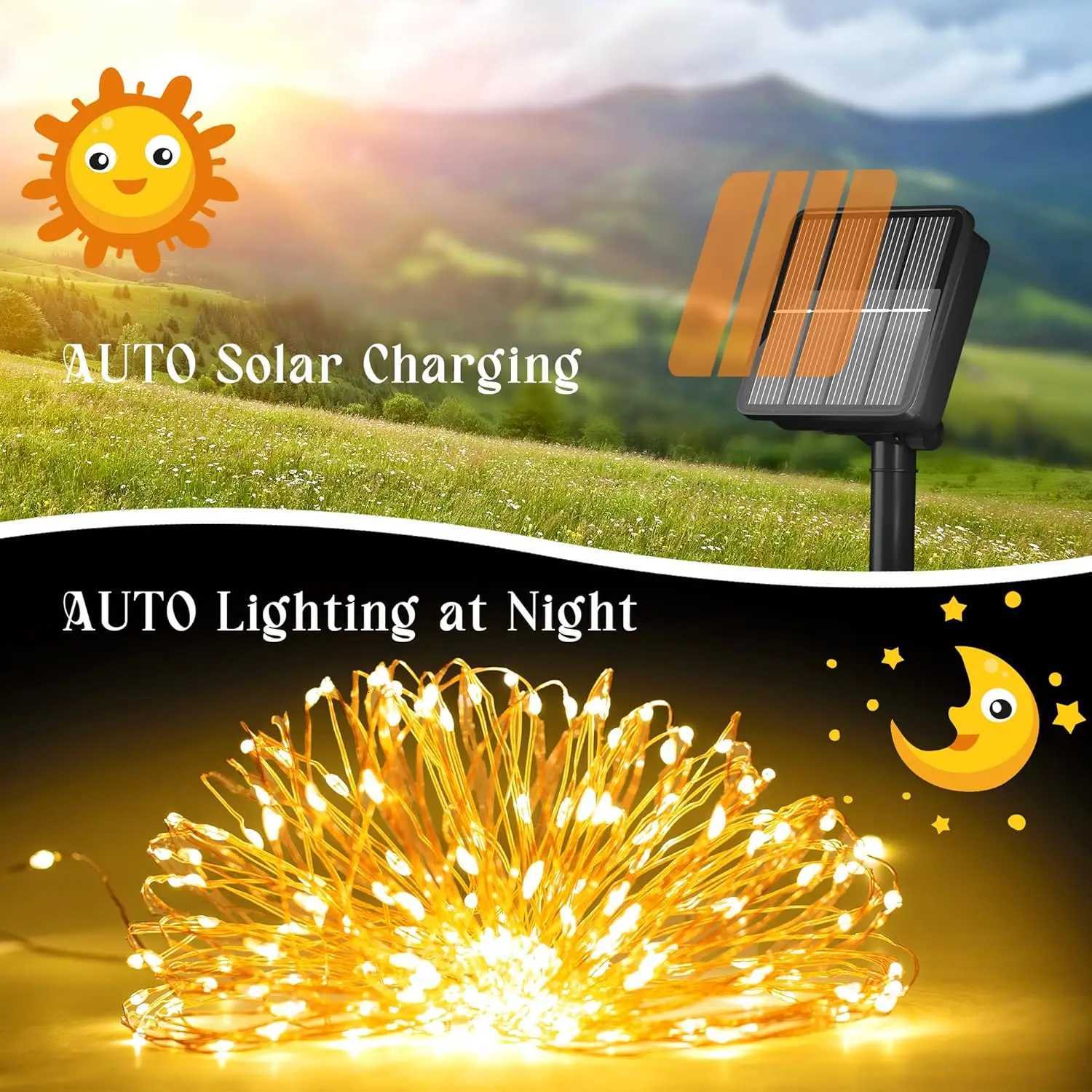 4Pack 400 LED Solar Light Outdoor Lamp String Lights For Holiday Christmas Party Waterproof Fairy Lights Garden Garland Copper M251113