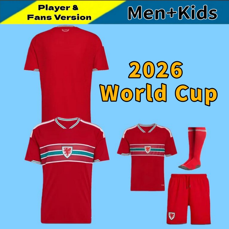 2026 World Cup Wales Soccer Jerseys JAMES BALE 26/27 Welsh Home Away Goalkeeper Training Fans Player JOHNSON N.WILLIAMS RODON CABANGO Men Football Shirts Kids Kits