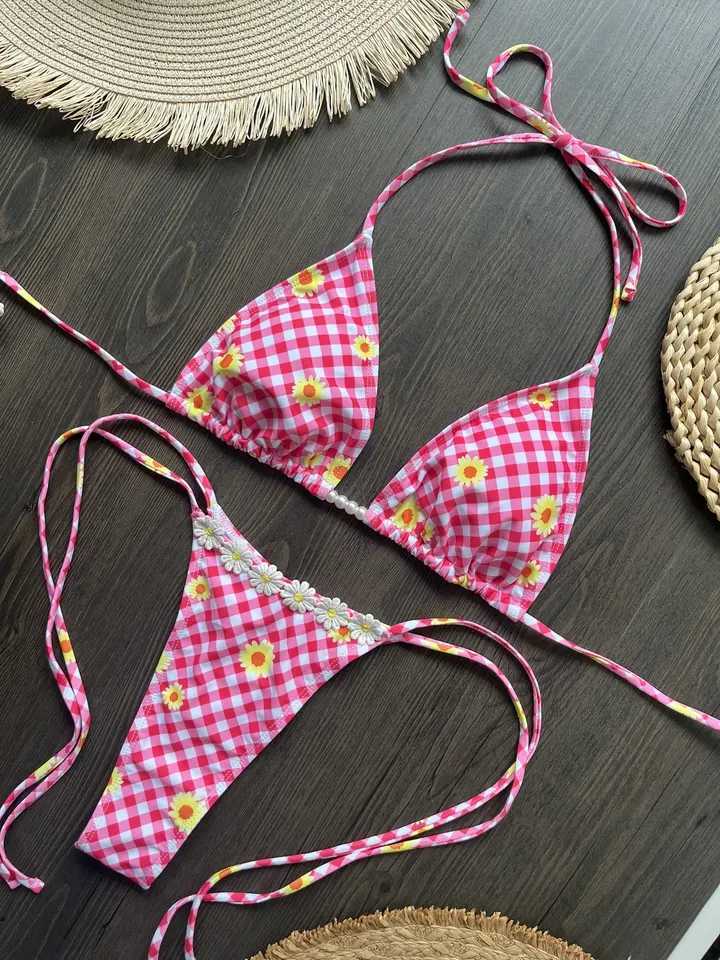 Micro Bikinis 2025 Sexy Women Swimsuit Swimwear Female Thong Bikini Set Biquini Bathing Suit Print Swimming Suits BeachwearW251113