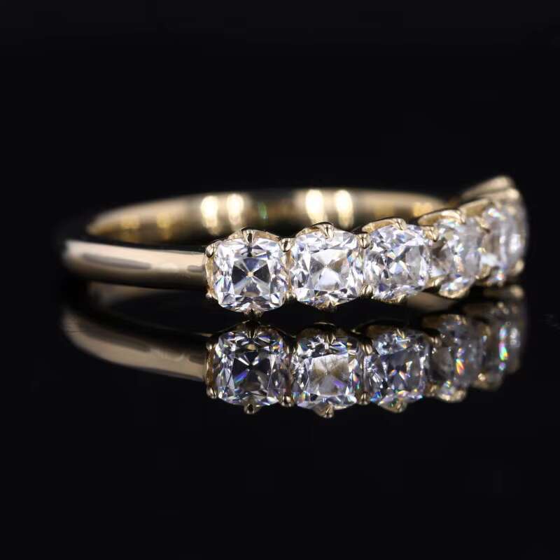 10k Yellow Solid Gold Antique Cushion Old Mine Cut 3.5x3.5mm Half Setting Moissanite Ring