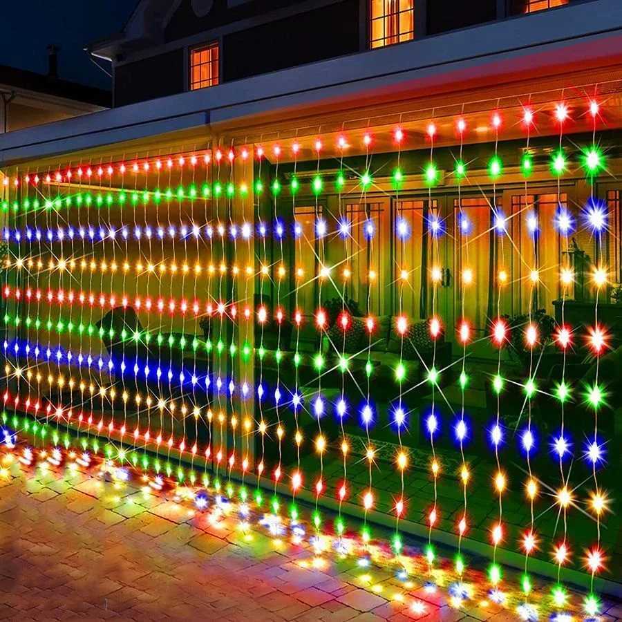 LED Solar Curtain String Lights Outdoor Waterproof Garden Wall Decoration Fairy Garland 8 Lighting Modes Christmas Lighting M251113