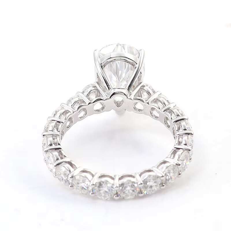 Handmade Ring Moissanite 10K 14K 18K White Gold Engagement Ring Diamond Pear Cut Fashion Design VVS Diamond Rings Women
