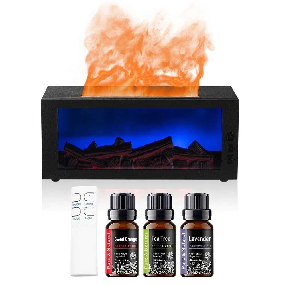 Air Humidifier Essential Oil Diffuser with Flame LED Light 7 Colors for Aromatherapy Home Fragrance Decor Y251113