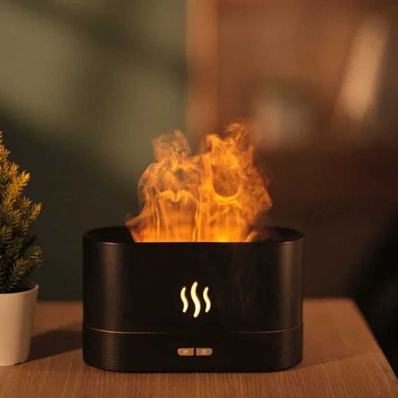 Perfume Humidifier Simulation Flame Aromatherapy Diffuser LED Ultrasonic Air Humidifier Creative Gift Essential Oil Flame Lamp Y251113