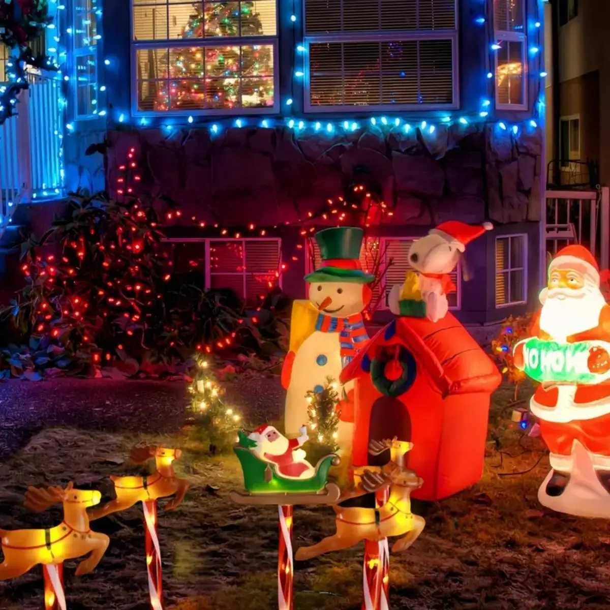 5pcs Christmas Silhouette Outdoor Pathway Lights Christmas Outdoor Waterproof Stakes Marker Lamps For Home Garden Patio Decor M251113