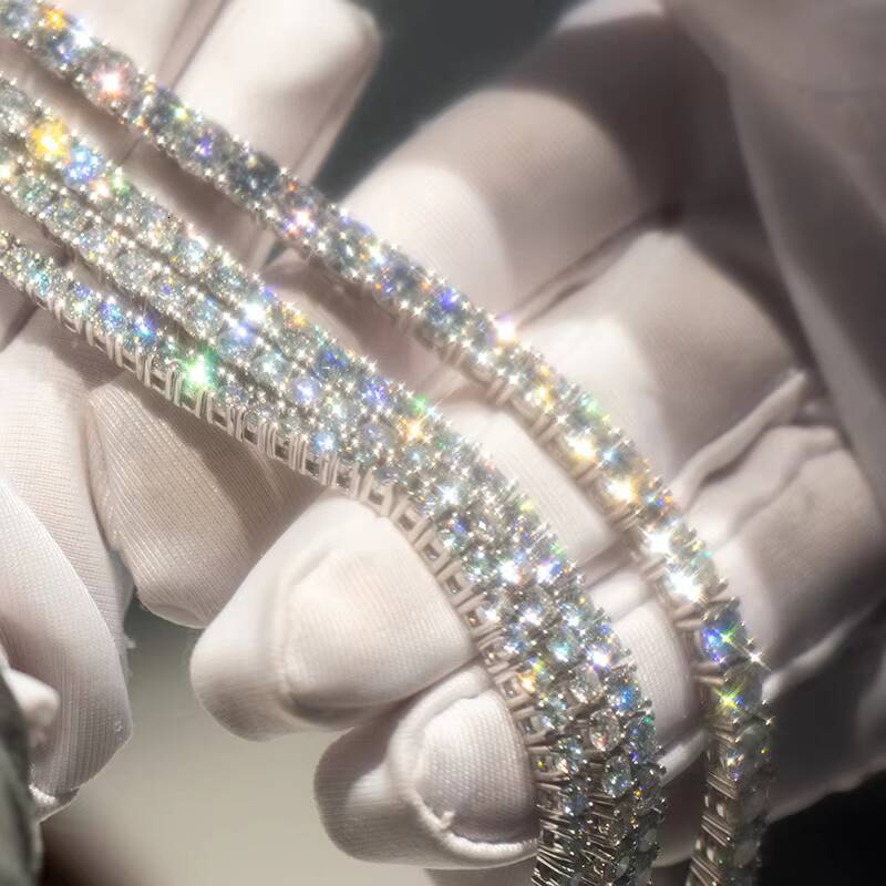 Wholesale Jewelry Hip Hop Gold Plated 925 Sterling Silver VVS Moissanite Diamond Tennis Chain Bracelet Necklace for Men Women