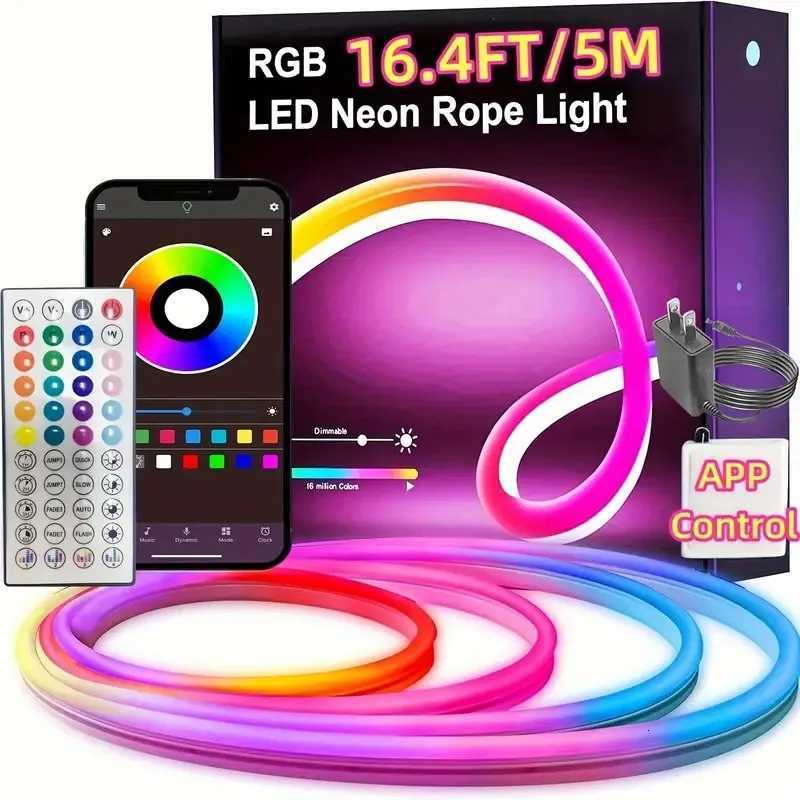 DC 24V RGB Neon Led Strip Light With Bluetooth 30 Meters Outdoor IP65 Waterproof Neon Rope Lights App Remote Control Band W251112