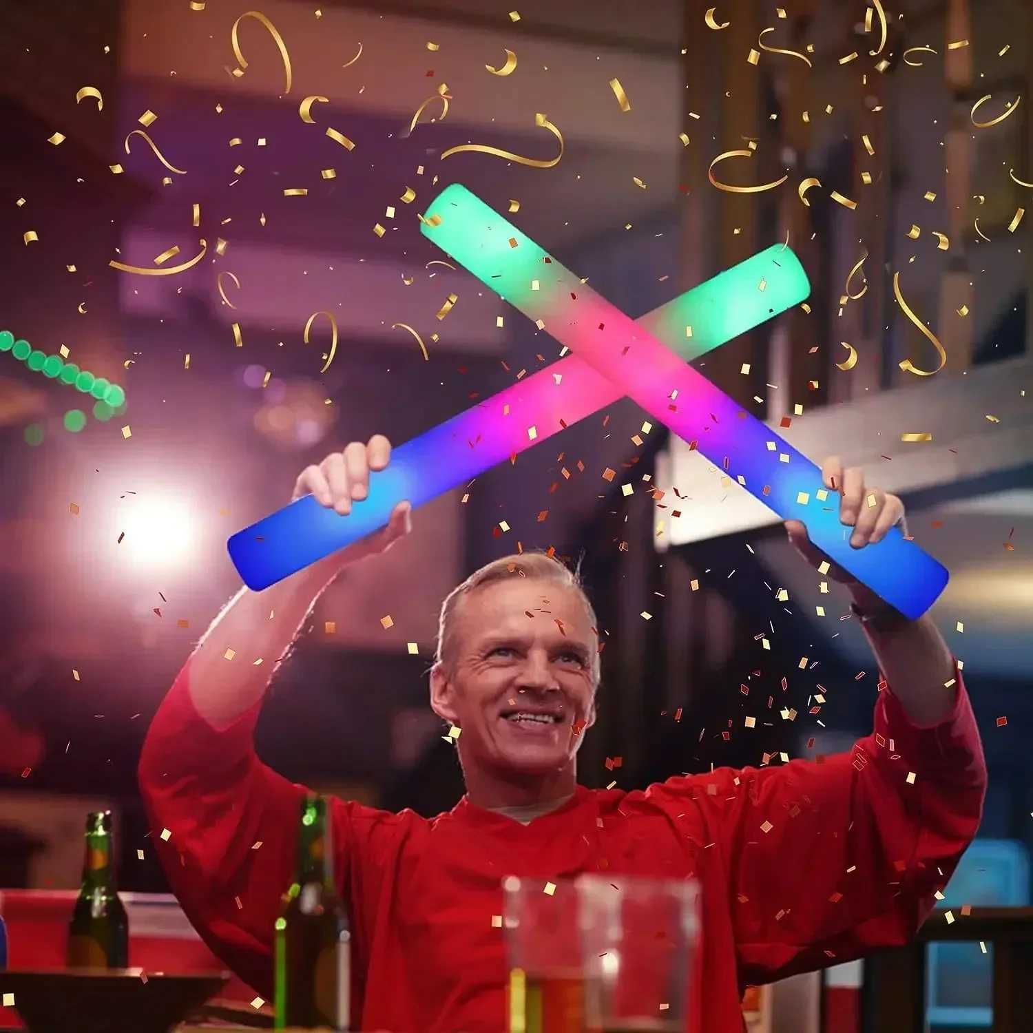 100PCS LED Glow Sticks Bulk Colorful RGB Glow Foam Stick Cheer Tube Dark Light for Xmas Birthday Wedding Party Supplies W251112