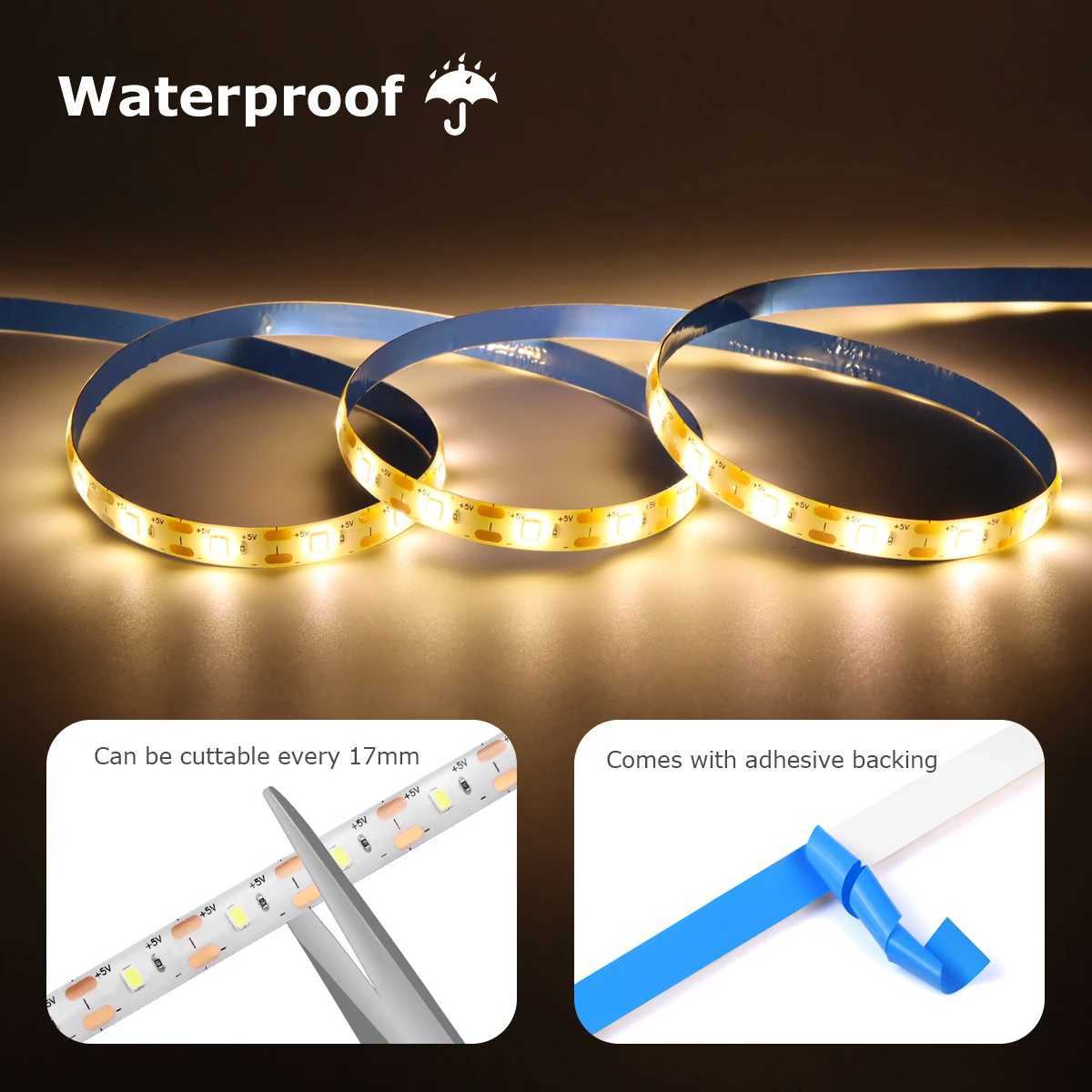 5V USB Powered Sensitive PIR Motion Sensor Diode LED Strip Light Waterproof For Bedside Bathroom Corridor Stairs Balcony Doorway W251112