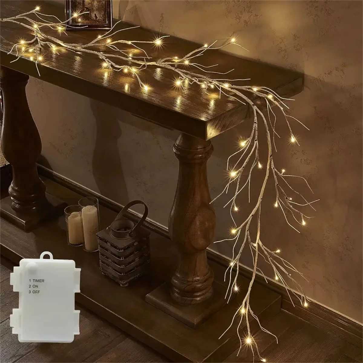 48 LED Birch Vine Lights Battery Power Artificial Branch Vine Light for Christmas Fireplaces Tables Indoors And Outdoors Decor M251113