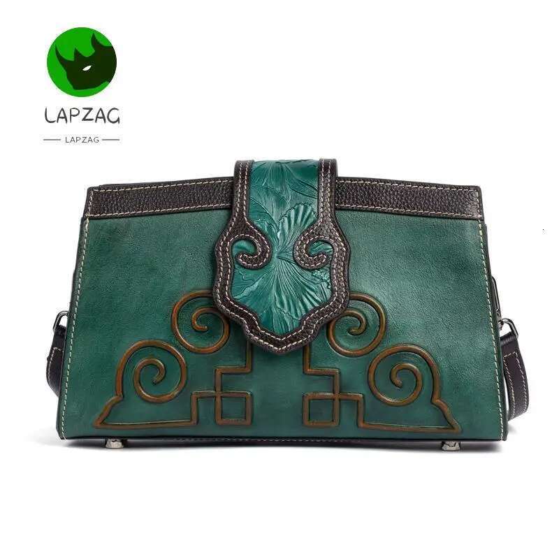 100% Real Cow Leather Cross-Border Women's Handbag Ladies' High Quality Vintage Green Evening Party Bag Cowhide Shoulder Bags