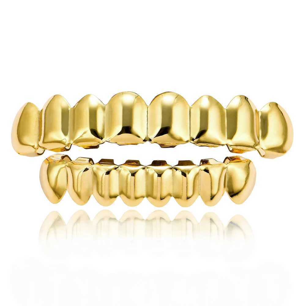 Hip Hop Gold Braces Upper Teeth 8 Lower Teeth 8 Real Gold Plated 18K Mens and Womens Party Jewelry AccessoriesXJ250412