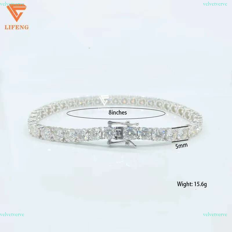 5mm Custom Tennis k Chains Sterg Sier Vvs Moissanite Fine Necklace Dia Hiphop Jewelry for Men
