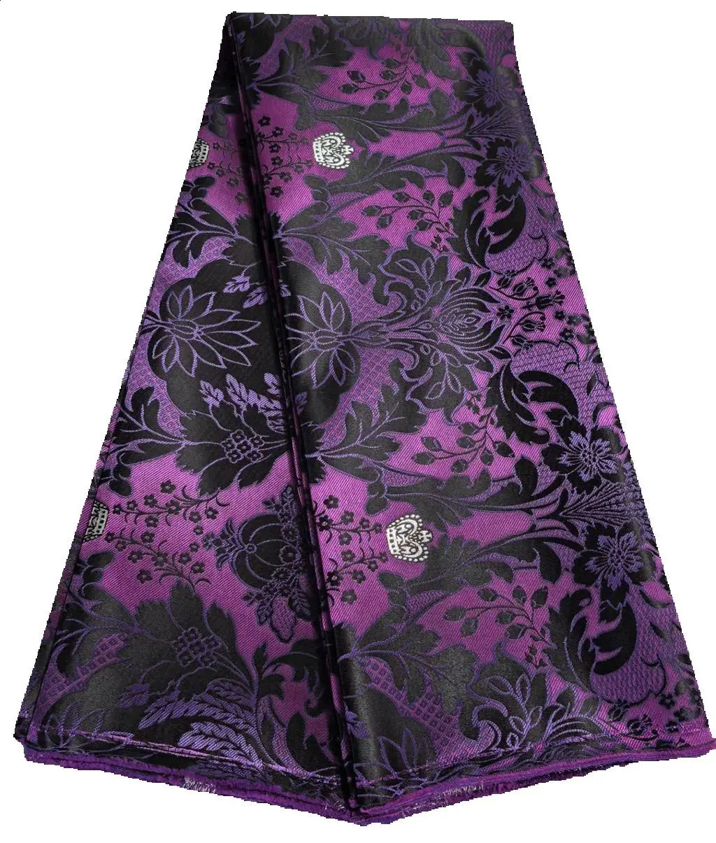African Thick Damask Lace Fabric 2.5Yard Or 5Yards 2025 Jacquard Brocade Fabrics DIY Sew For Nigeria Women Headtie Aso obi Dress 250407