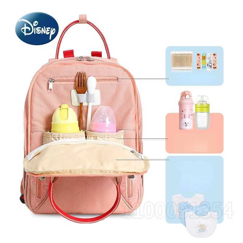 Disney New Diaper Bag Backpack Cartoon Cute Baby Diaper Bag Backpack Luxury Brand Original Fashion Storage Baby Bag High QualityXJ250412