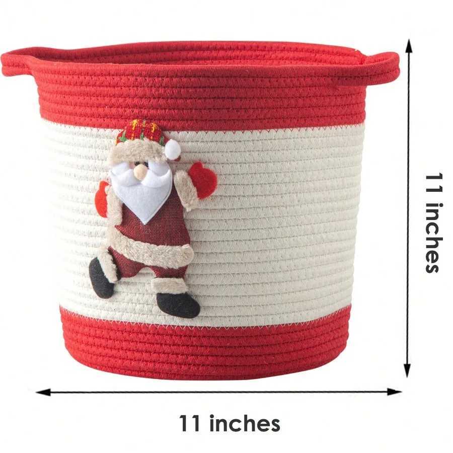 Christmas Handwoven Storage Basket - Storage Organizer for Christmas Supplies - Decorative Bowknot DesignMulti-Purpose Bin Y251113