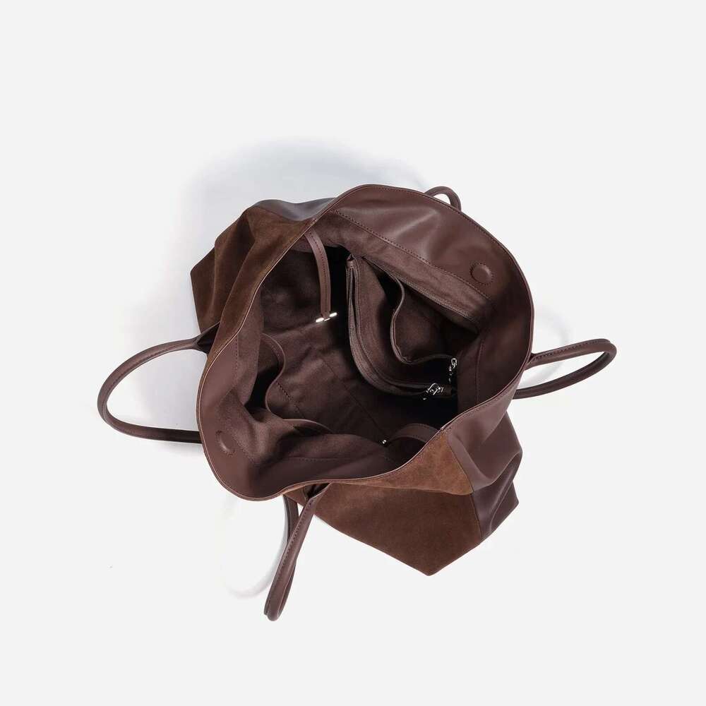 Motingsome Suede Genuine Woman Casual Tote Bag With Purse Roomy Large Capacity Lady Vacation Shoulder Handbag 2025 New