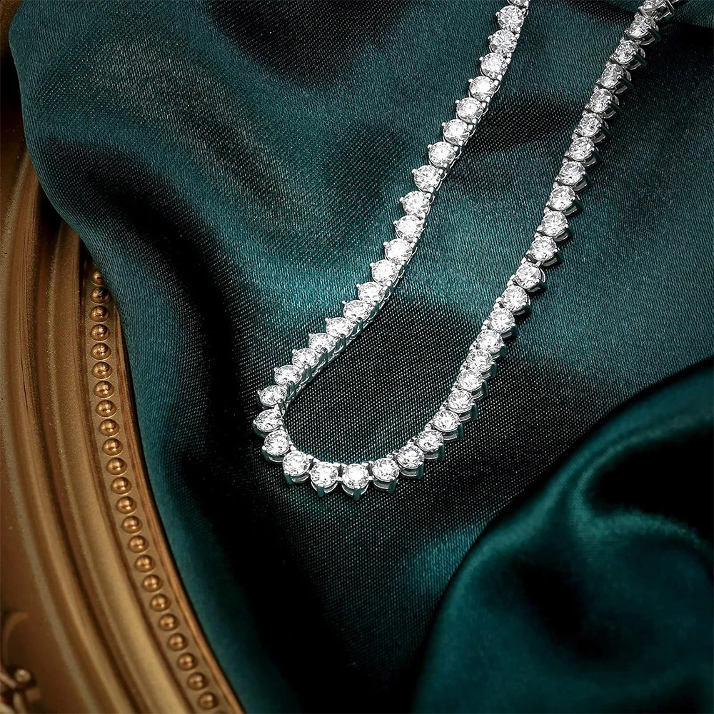 3 Prongs D VVS1 Full Tennis Necklace 925 Sterling Silver 3/4/5mm Diamond Chain with GRA Fine Jewelry for Women Man 250407