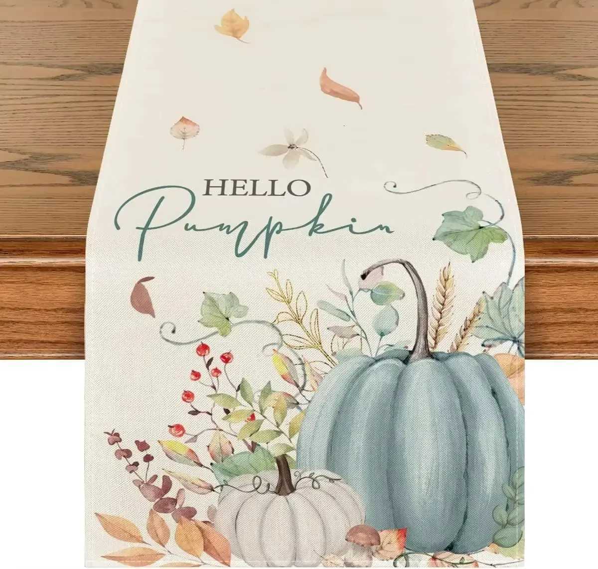 Christmas Retro pumpkin tablecloth table flag faux linen family gatherings and autumn parties Thanksgiving and Christmas dining tables Y251113