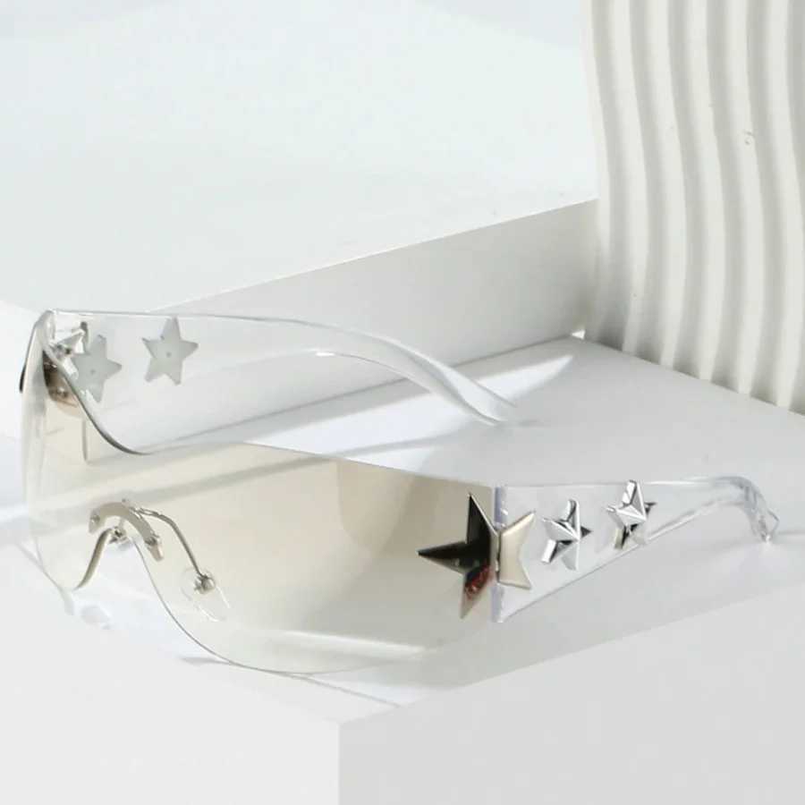 Star Wrap Around Decorative Large Frame Fashion Sunglasses Ladies Y2K Style Cool Summer Party Glasses MenC250412