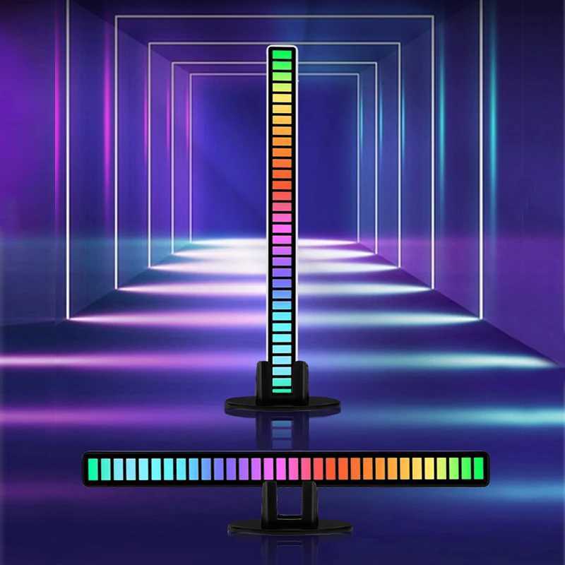 LED RGB USB pickup light bar sound control music rhythm strip lamp color ambient for car atmosphere computer gaming rechargeable W251112