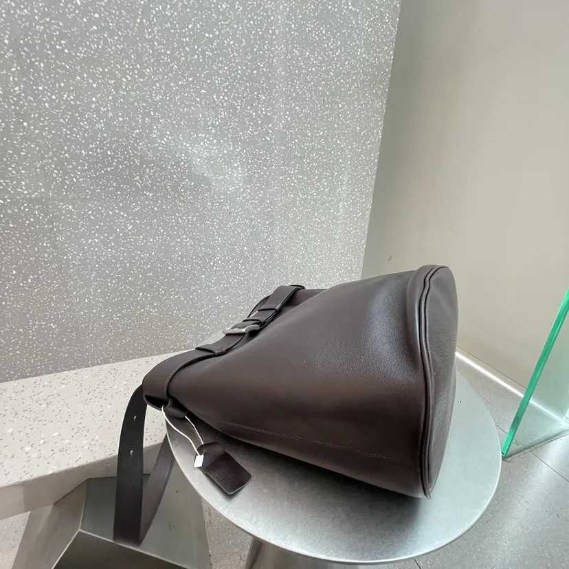 Leather belt buckle bucket hand-held single shoulder armpit bagW251112