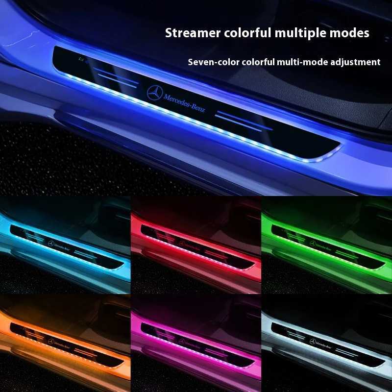 Car LED Wireless Welcome Pedal Light Door Sill Light For Mercedes-Benz AMG A C E V Class Sprinter GLC ML SLK SL Vito GLA GLK CLA W251112