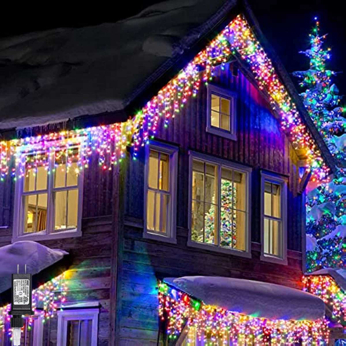 Led Icicle Curtain Light Christmas Decorations 2025 Outdoor Lights Garland 24V Safety Voltage 20M 864 Leds New years Garland M251113