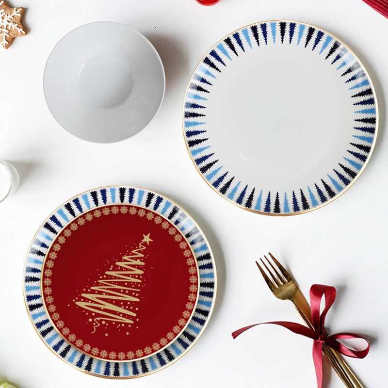 Christmas Nordic Ins deer bone china tableware set home hotel steak dessert plate cup Western food arrangement decoration Christmas gift Y251113