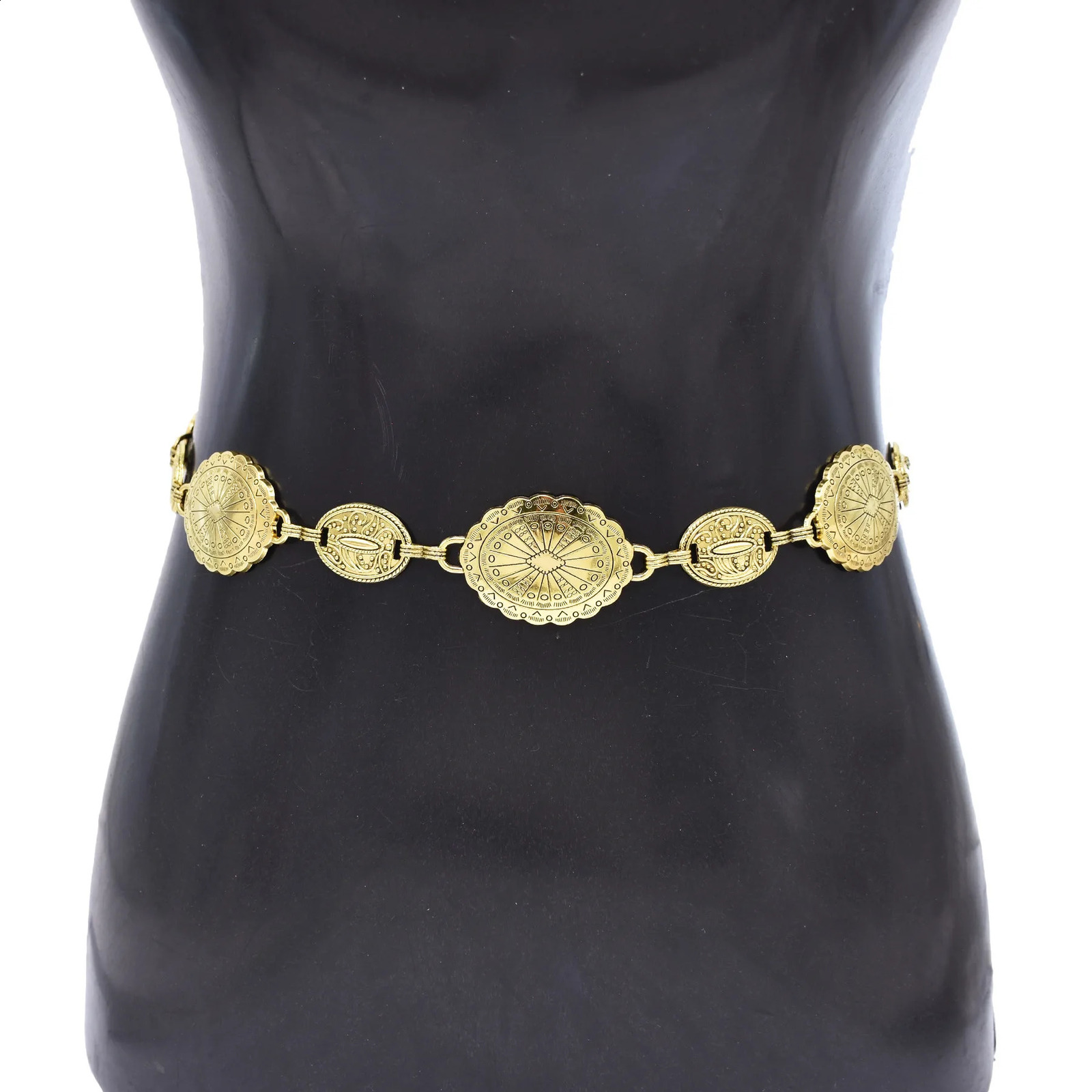 European and American high-end fashion metal waist chain womens retro fashion bohemian ethnic style 250408