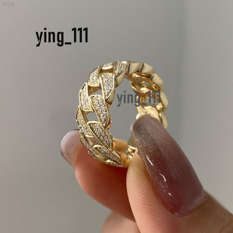Real Diamond Hip Hop Cuban Curb Chain Ring Full Eternity 14k 18k Gold Trendy Mens for Wedding Anniversary Style Rings Oem