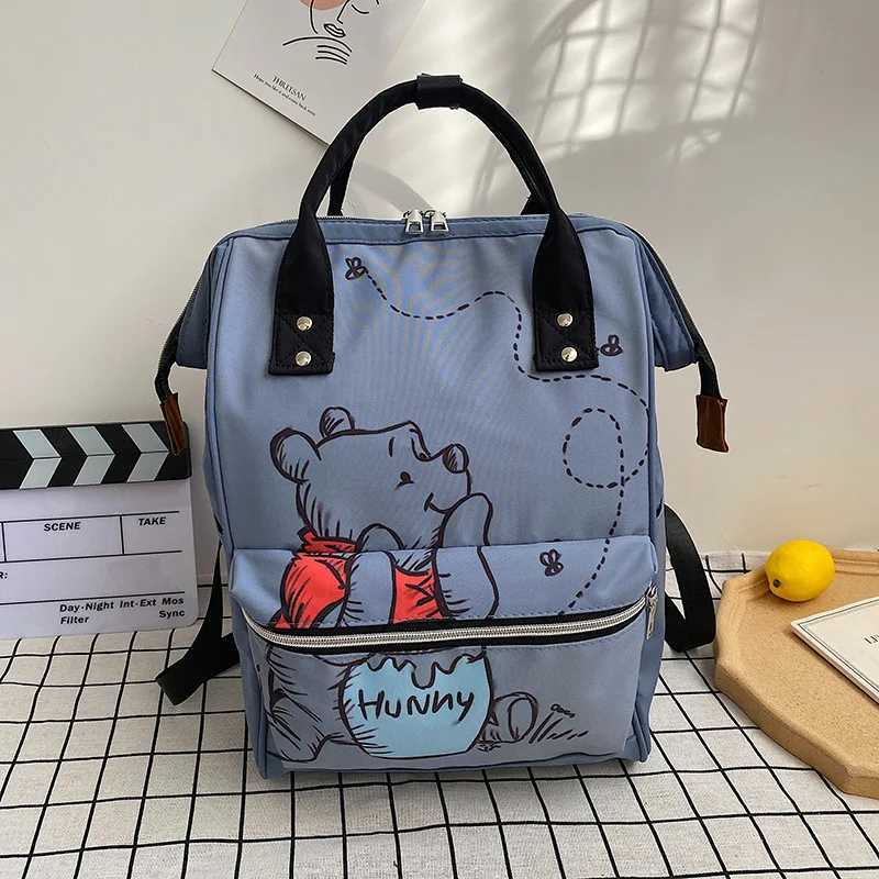Disney New Mom Bag Fashion Cartoon Printing Large Capacity Mom Bag Mom and Baby Bag Anti Water Bottle Diaper BackpackXJ250412