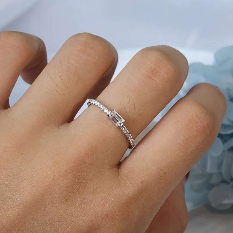 0.33ct 3x5mm Baguette Cut CVD HPHT Lab Grown Engagement Ring EF Color VVS1 Solid Real 14K White Gold Band for Women Lady