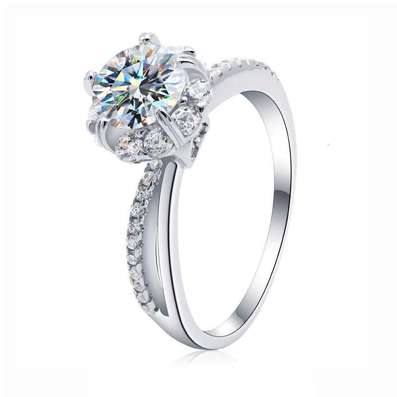 GRA Fashionable 1CT Moissanite Diamond Round Halo Rings for Women 925 Sterling Silver Engagement Eternal Promise Wedding Ring