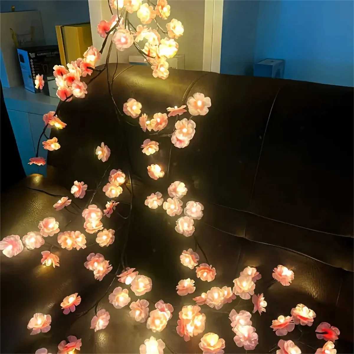 USB Powered Cherry Blossom Branch Lights 8 Modes 96LEDs String Lights for Living Room Bedroom Wedding Christmas Holiday Decor W251112