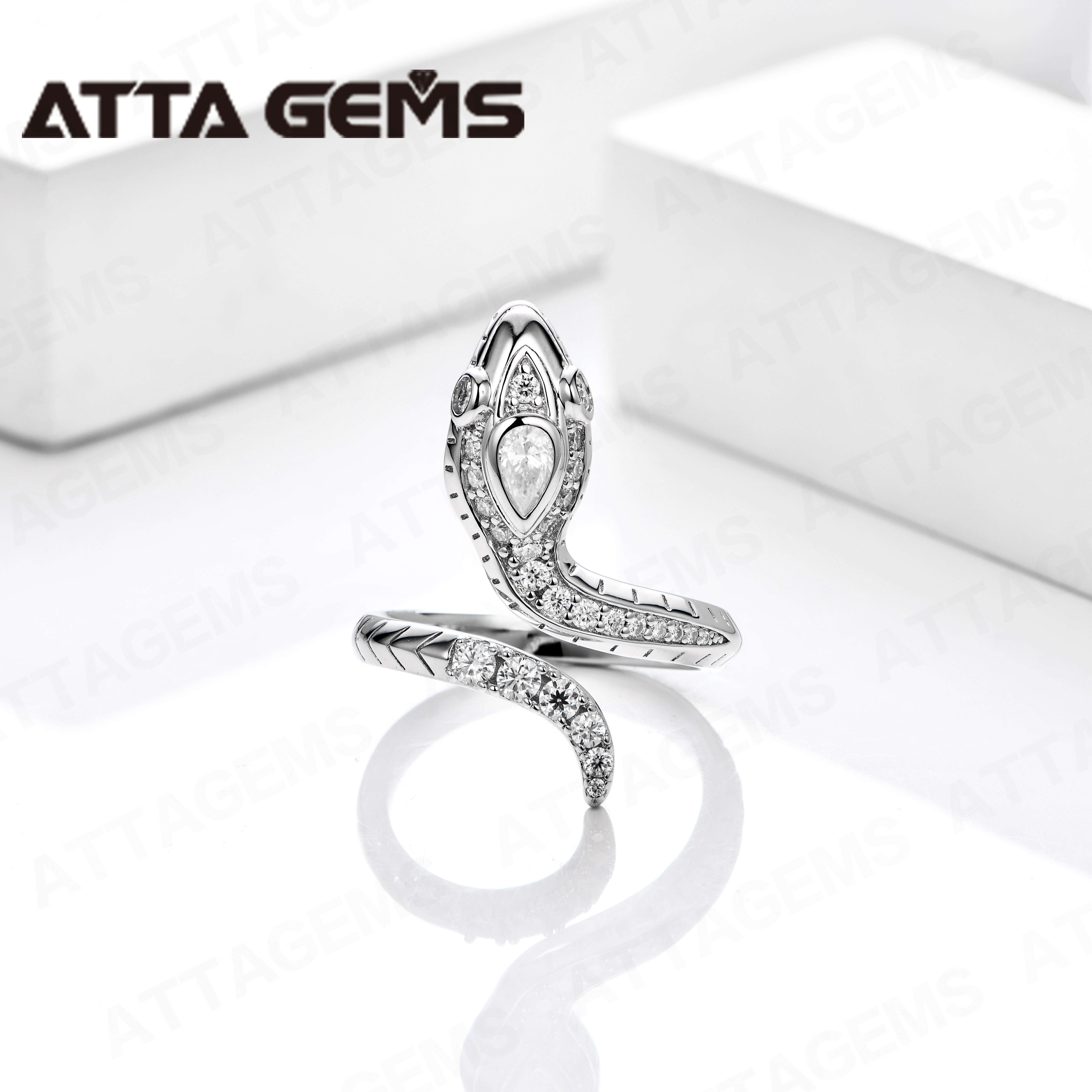 ATTA Top Quality Snake Shape D Color Moissanite Diamond Rings for Men Women S925 Sliver Yellow Gold Plated Fine Jewelry Gift