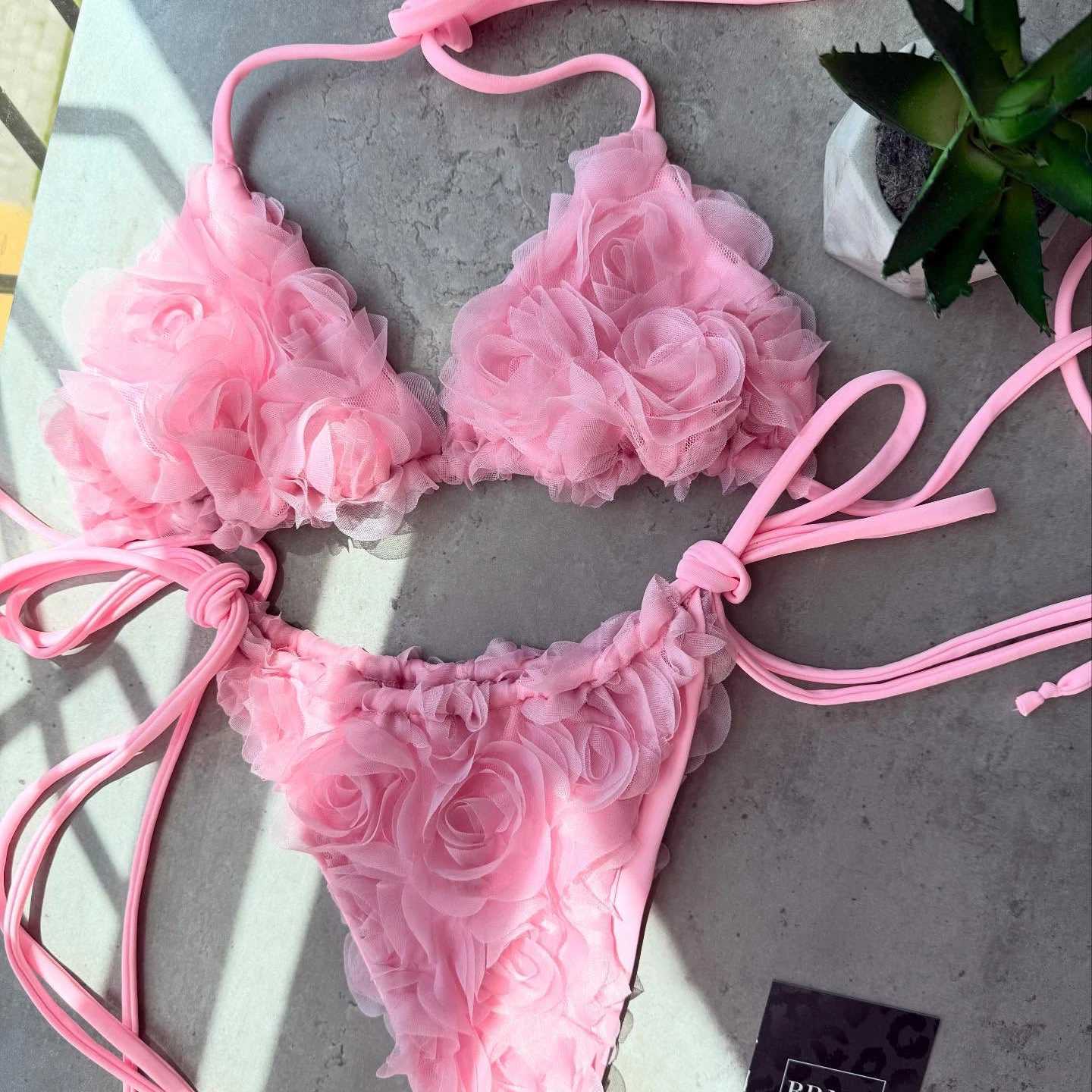 2025 Bandeau Biquini Sexy Bikini Women Swimsuit Push Up Swimwear Female Strappy Bathing Suit Floral Bodysuit Beachwear Swim SuitW251113