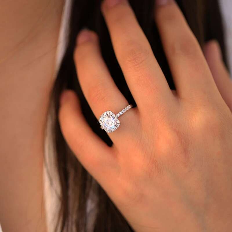 GRA 0.5-3 Carat D Real Moissanite Diamond Wedding Halo square Rings for Women Original 925 Sterling Silver New in Fine Jewelry