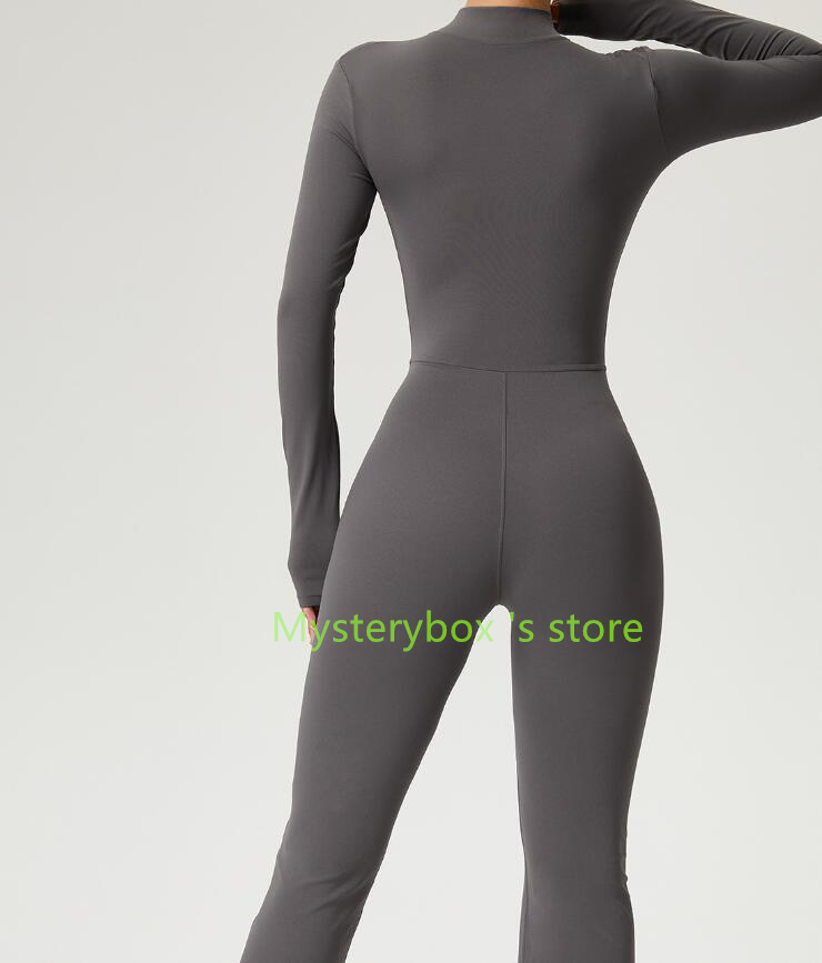 Yoga Outfit Wear Jumpsuit Bodysuit Bell-bottoms Outfits Zipper c Yoga Dance Fitness Tight Fitting Sports Women Ladies Clothes Suits Mysterybox Store