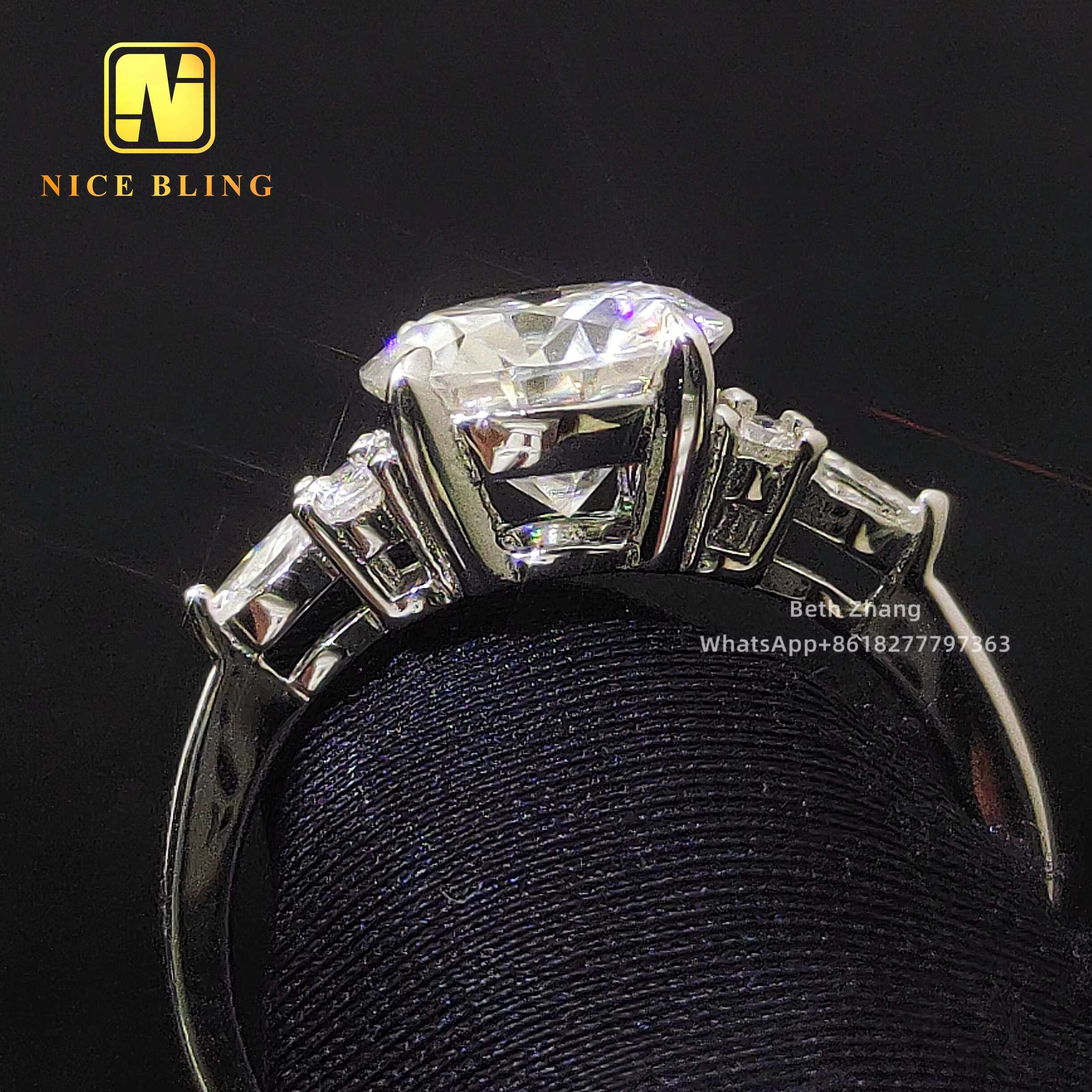 Wholesale Price Luxury Diamond Ring 3ct Round Brilliant Moissanite Engagement Rings for Women Weddings 925 Silver Jewelry