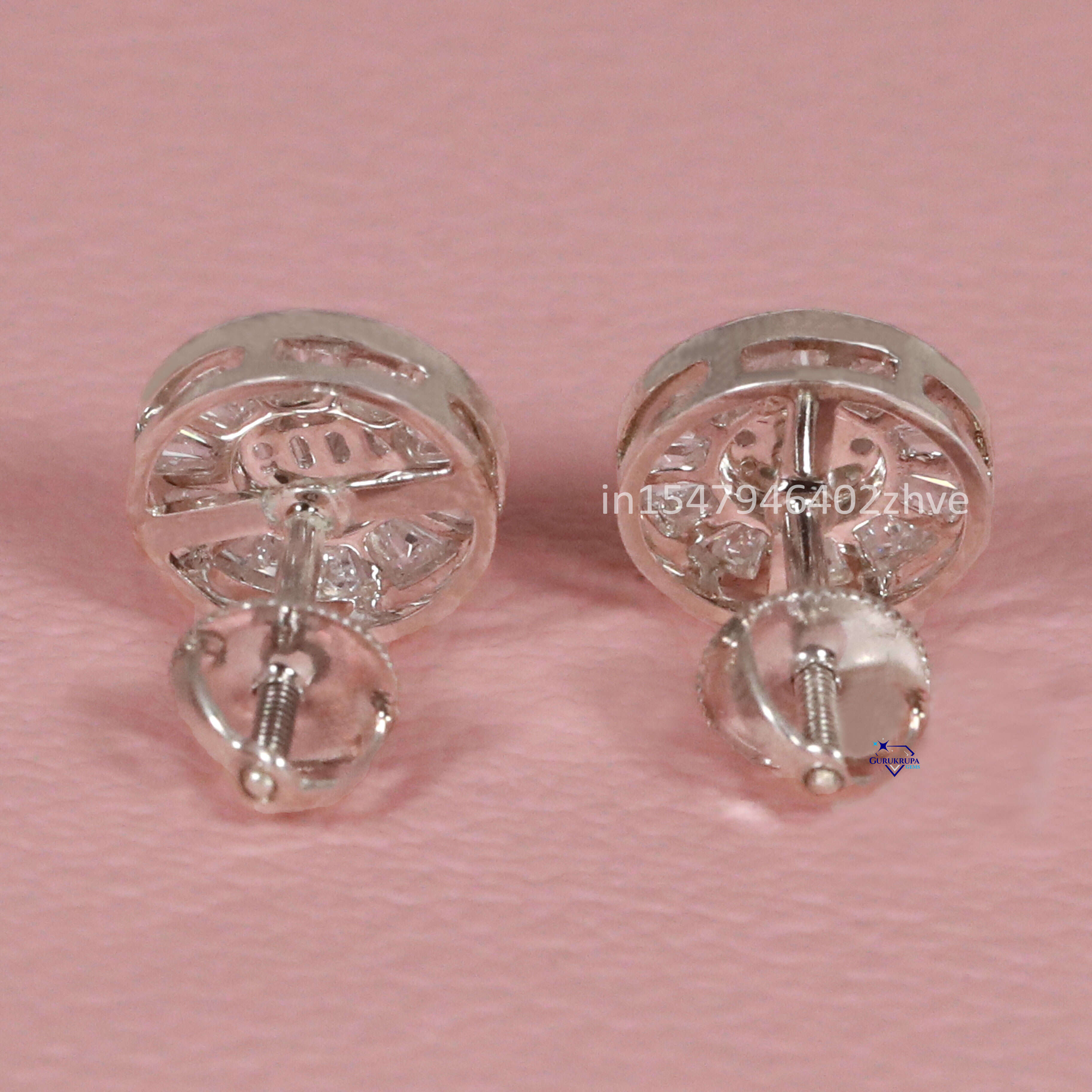 Earrings with 14 Kt Gold Moissanite Diamond Earring Round and baguette Cut Small Ear Droplets for Women in VVS Clarity